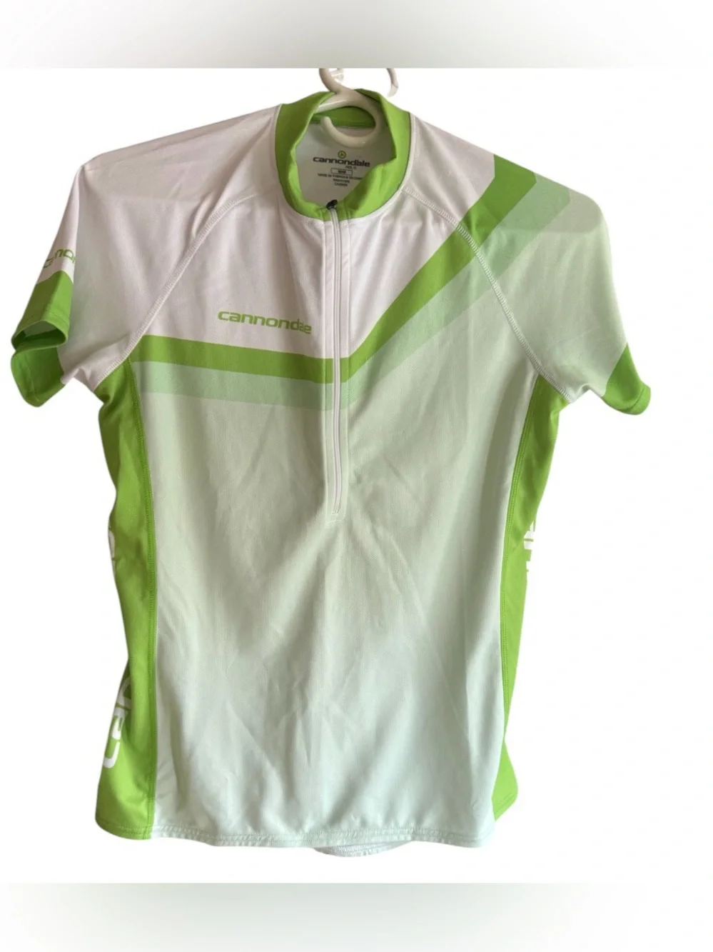 NWT Cannondale Women’s Cycling Jersey lime Green White 1/4 Zip Bike